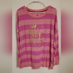 Disney Parks Women's Pink Striped Shirt Nap Queen Size Large